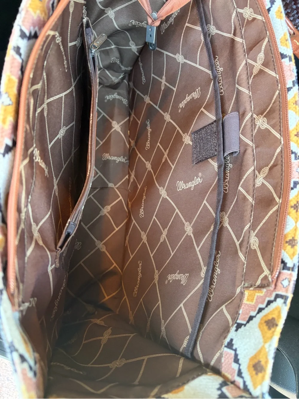 Wrangler Cream, Brown & Yellow Aztec Tote